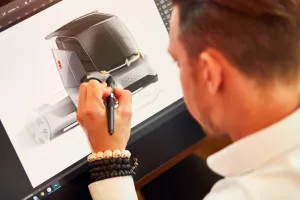 A designer working on a concept truck design